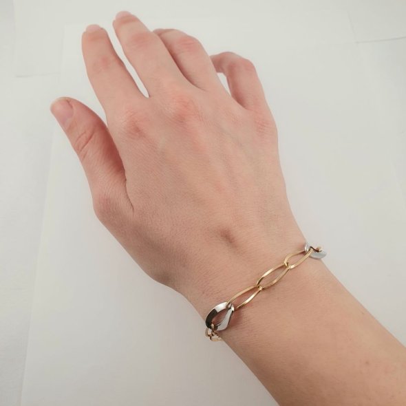 Βραχιόλι χρυσό με κρίκους δίχρωμο - ΚΙΤΡΙΝΟ-ΛΕΥΚΟ, ΧΡΥΣΟΣ K14 - 2