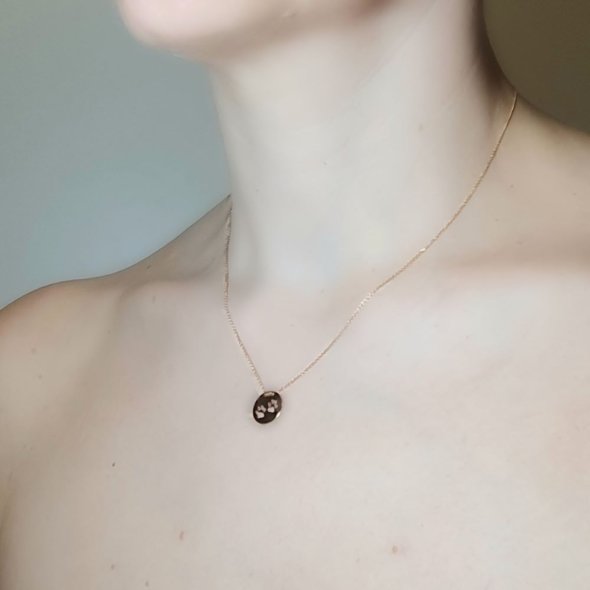 Κολιέ αλυσίδα ροζ χρυσό με πατουσάκια - ΡΟΖ, ΧΡΥΣΟΣ K14 - 2