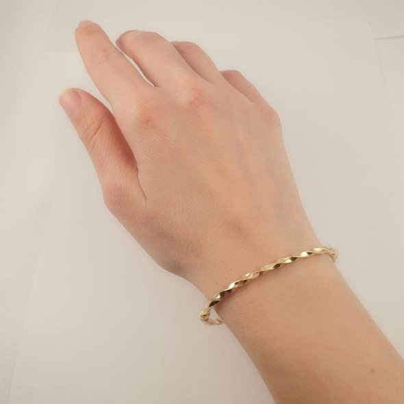 Βραχιόλι χειροπέδα χρυσή στριφτή - ΚΙΤΡΙΝΟ, ΧΡΥΣΟΣ K14 - 1
