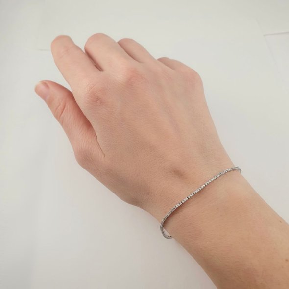 Βραχιόλι λευκόχρυσο ριβιέρα με λευκά Ζιργκον - ΛΕΥΚΟ, ΧΡΥΣΟΣ K14, ΖΙΡΓΚΟΝ, WHITE - 2