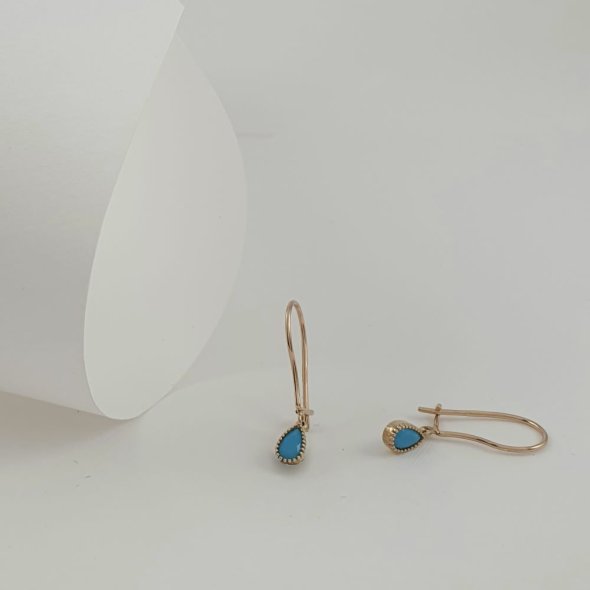 Σκουλαρίκια χρυσά κρεμαστά με γαλάζιο Ζιργκον - ΚΙΤΡΙΝΟ, ΧΡΥΣΟΣ K9, ΖΙΡΓΚΟΝ, BLUE