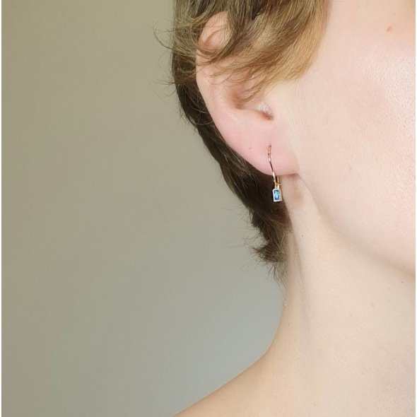 Σκουλαρίκια χρυσά κρεμαστά με γαλάζιο Ζιργκον - ΚΙΤΡΙΝΟ, ΧΡΥΣΟΣ K9, ΖΙΡΓΚΟΝ, BLUE - 2