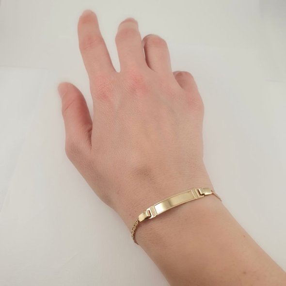 Βραχιόλι ταυτότητα χρυσή γυαλιστερή - ΚΙΤΡΙΝΟ, ΧΡΥΣΟΣ K14 - 2