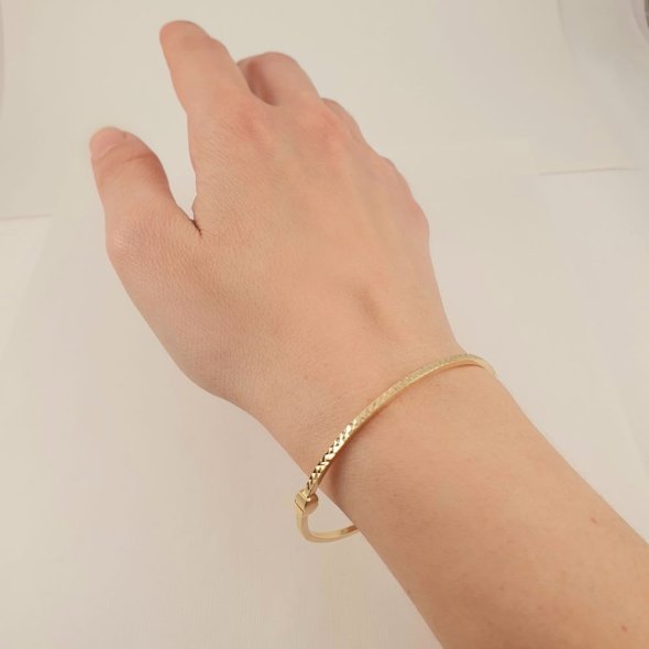 Βραχιόλι χειροπέδα χρυσή σφυρήλατη - ΚΙΤΡΙΝΟ, ΧΡΥΣΟΣ K14 - 2
