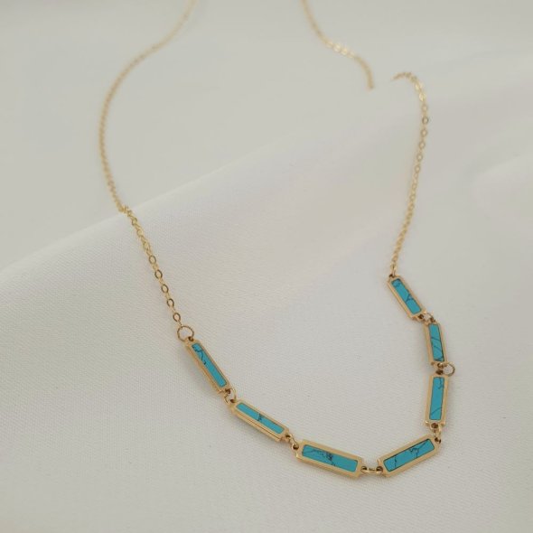 Κολιέ αλυσίδα με Τιρκουάζ - ΚΙΤΡΙΝΟ, ΧΡΥΣΟΣ K14, ΤΙΡΚΟΥΑΖ, TURQUOISE