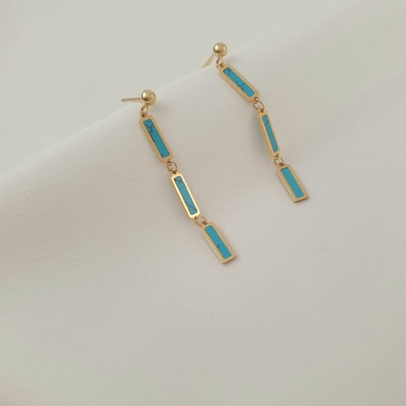 Σκουλαρίκια χρυσά κρεμαστά με Τιρκουάζ - ΚΙΤΡΙΝΟ, ΧΡΥΣΟΣ K14, ΤΙΡΚΟΥΑΖ, TURQUOISE