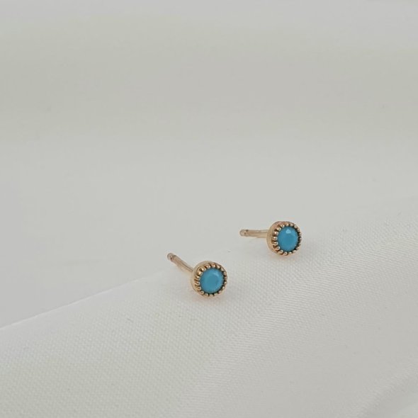 Σκουλαρίκια χρυσά καρφωτά με Τιρκουάζ - ΚΙΤΡΙΝΟ, ΧΡΥΣΟΣ K9, ΤΙΡΚΟΥΑΖ, TURQUOISE