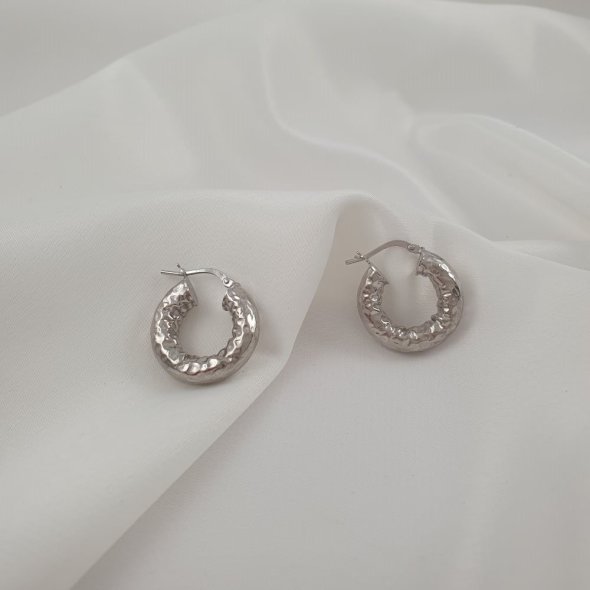 Σκουλαρίκια κρίκοι ασημένιοι - ΛΕΥΚΟ, ΑΣΗΜΙ