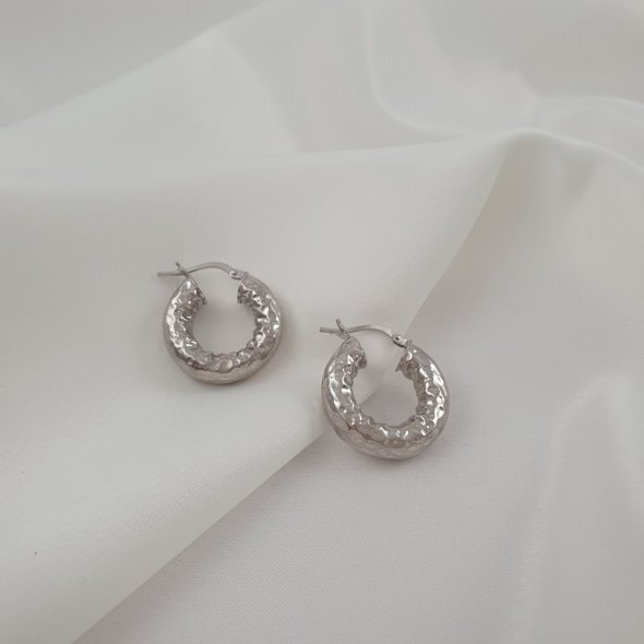 Σκουλαρίκια κρίκοι ασημένιοι - ΛΕΥΚΟ, ΑΣΗΜΙ - 1