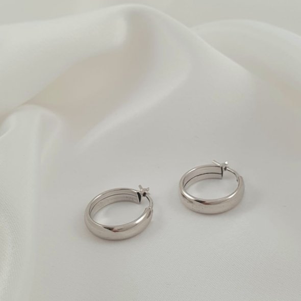Σκουλαρίκια κρίκοι ασημένιοι - ΛΕΥΚΟ, ΑΣΗΜΙ