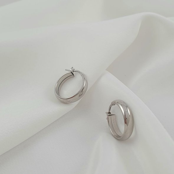 Σκουλαρίκια κρίκοι ασημένιοι - ΛΕΥΚΟ, ΑΣΗΜΙ - 1