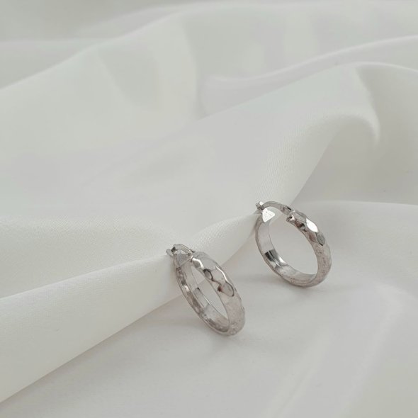 Σκουλαρίκια κρίκοι ασημένιοι - ΛΕΥΚΟ, ΑΣΗΜΙ - 1