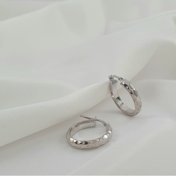 Σκουλαρίκια κρίκοι ασημένιοι - ΛΕΥΚΟ, ΑΣΗΜΙ
