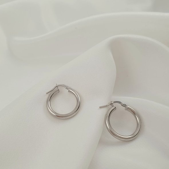 Σκουλαρίκια κρίκοι ασημένιοι γυαλιστεροί - ΛΕΥΚΟ, ΑΣΗΜΙ