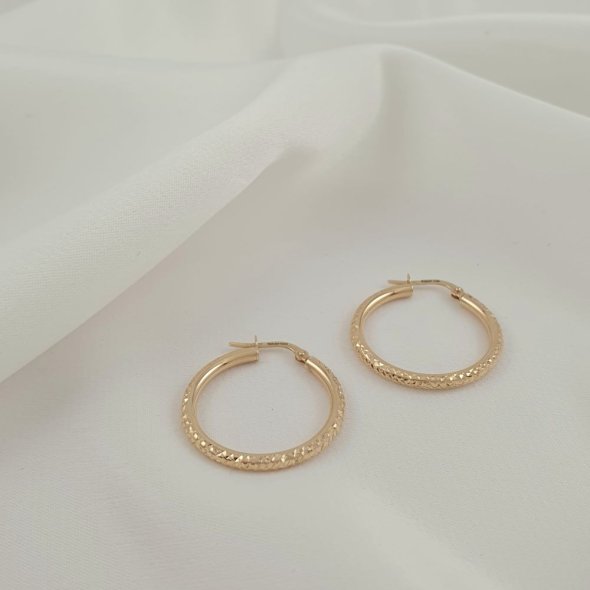 Σκουλαρίκια κρίκοι χρυσοί σφυρήλατοι - ΚΙΤΡΙΝΟ, ΧΡΥΣΟΣ K14 - 1