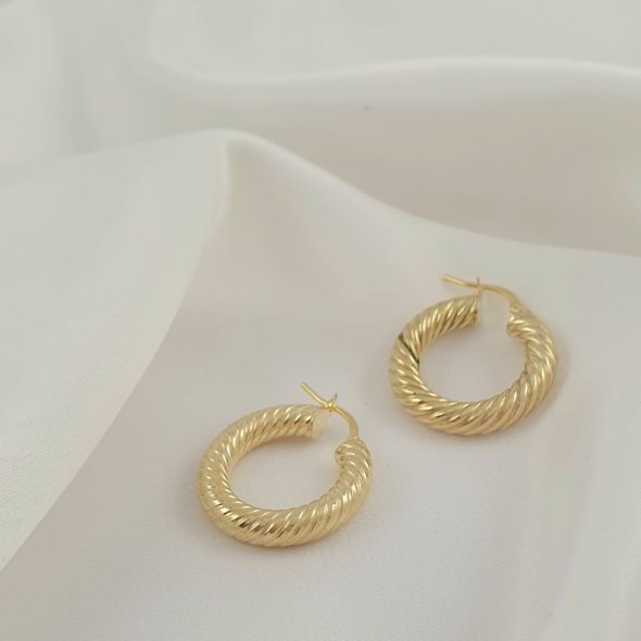 Σκουλαρίκια κρίκοι στριφτοί - ΚΙΤΡΙΝΟ, ΑΣΗΜΙ