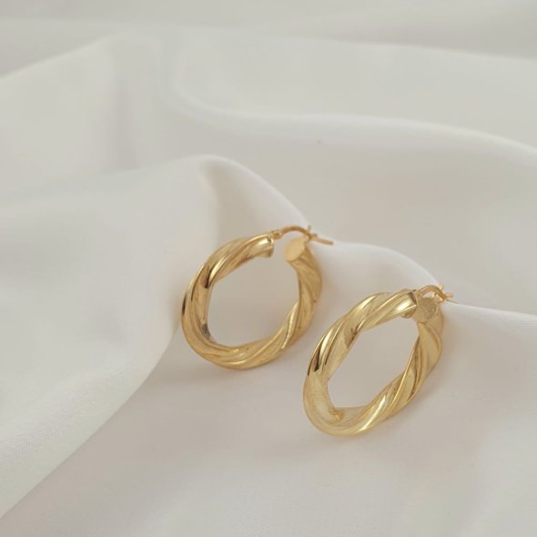 Σκουλαρίκια κρίκοι στριφτοί - ΚΙΤΡΙΝΟ, ΑΣΗΜΙ