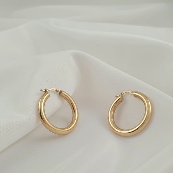 Σκουλαρίκια κρίκοι χρυσοί γυαλιστεροί - ΚΙΤΡΙΝΟ, ΧΡΥΣΟΣ K14