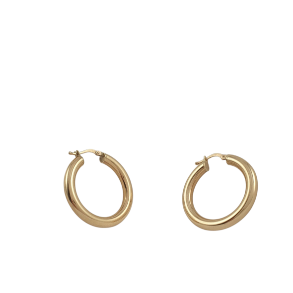 Σκουλαρίκια κρίκοι χρυσοί γυαλιστεροί - ΚΙΤΡΙΝΟ, ΧΡΥΣΟΣ K14