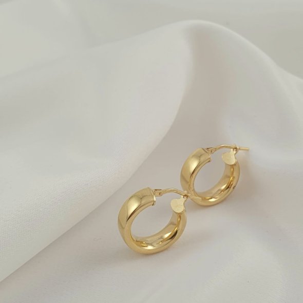 Σκουλαρίκια κρίκοι γυαλιστεροί - ΚΙΤΡΙΝΟ, ΑΣΗΜΙ