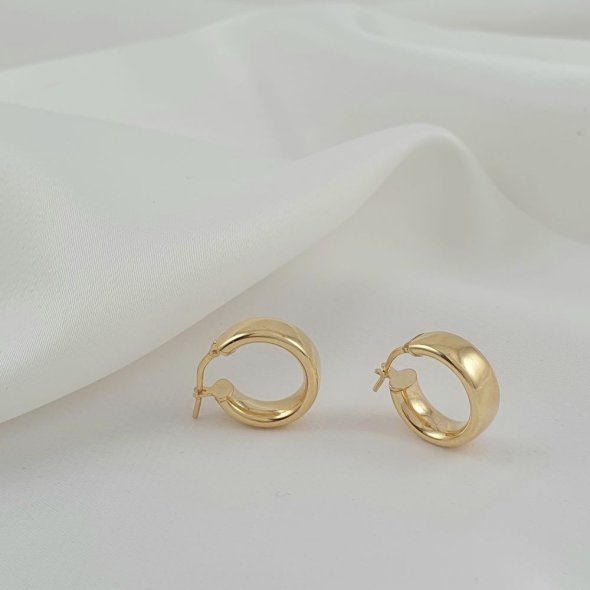 Σκουλαρίκια κρίκοι γυαλιστεροί - ΚΙΤΡΙΝΟ, ΑΣΗΜΙ - 1