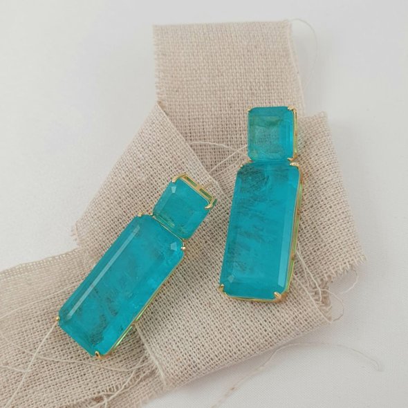 Σκουλαρίκια κολλητά με μπλε Ζιργκον - ΚΙΤΡΙΝΟ, ΑΣΗΜΙ, ΖΙΡΓΚΟΝ, BLUE - 1