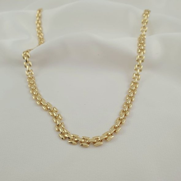 Κολιέ αλυσίδα Βυζαντινού τύπου - ΚΙΤΡΙΝΟ, ΑΣΗΜΙ