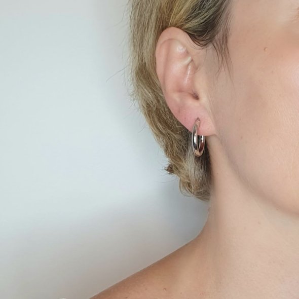 Σκουλαρίκια κρίκοι ασημένιοι γυαλιστεροί - ΛΕΥΚΟ, ΑΣΗΜΙ - 2