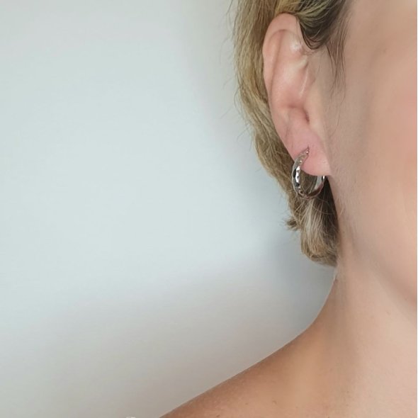 Σκουλαρίκια κρίκοι ασημένιοι - ΛΕΥΚΟ, ΑΣΗΜΙ - 2