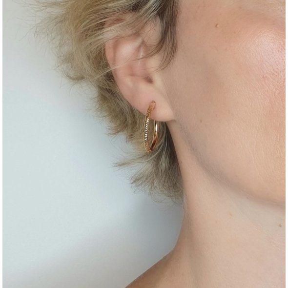 Σκουλαρίκια κρίκοι χρυσοί σφυρήλατοι - ΚΙΤΡΙΝΟ, ΧΡΥΣΟΣ K14 - 2