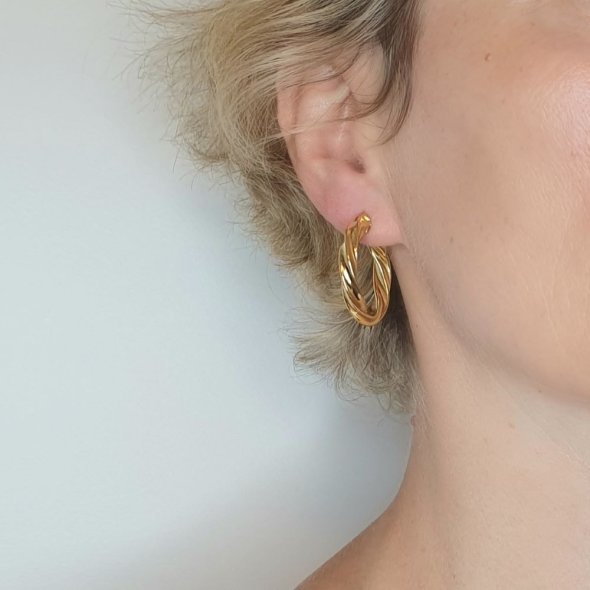 Σκουλαρίκια κρίκοι στριφτοί - ΚΙΤΡΙΝΟ, ΑΣΗΜΙ - 2