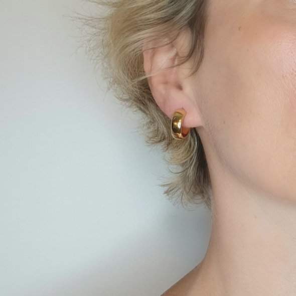 Σκουλαρίκια κρίκοι γυαλιστεροί - ΚΙΤΡΙΝΟ, ΑΣΗΜΙ - 2