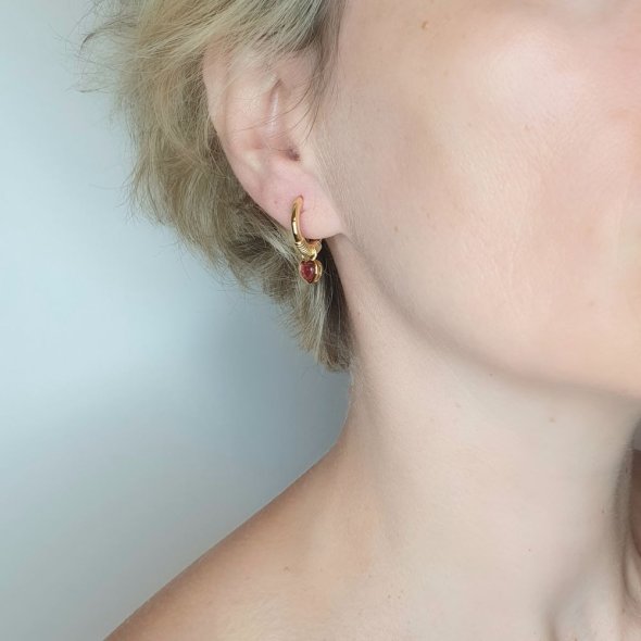 Σκουλαρίκια κρίκοι με καρδιά από Ζιργκον - ΚΙΤΡΙΝΟ, ΑΣΗΜΙ, ΖΙΡΓΚΟΝ, PINK - 2