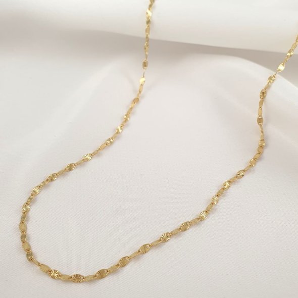 Κολιέ αλυσίδα διαμανταριστή - ΚΙΤΡΙΝΟ, ΑΣΗΜΙ