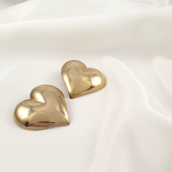 Σκουλαρίκια κολλητά καρδιές - ΚΙΤΡΙΝΟ, ΑΣΗΜΙ