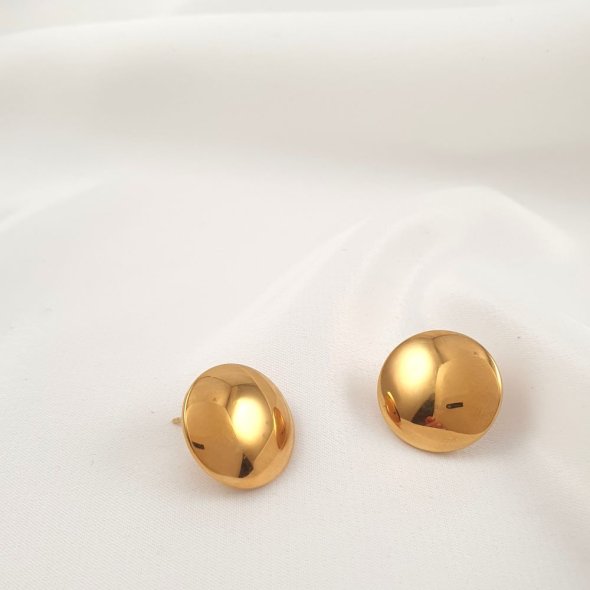 Σκουλαρίκια κολλητά κύκλοι - ΚΙΤΡΙΝΟ, ΑΣΗΜΙ - 1