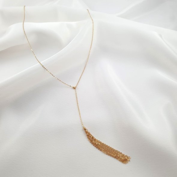 Κολιέ αλυσίδα χρυσή τύπου Y - ΚΙΤΡΙΝΟ, ΧΡΥΣΟΣ K14 - 1