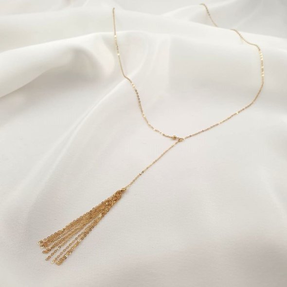 Κολιέ αλυσίδα χρυσή τύπου Y - ΚΙΤΡΙΝΟ, ΧΡΥΣΟΣ K14