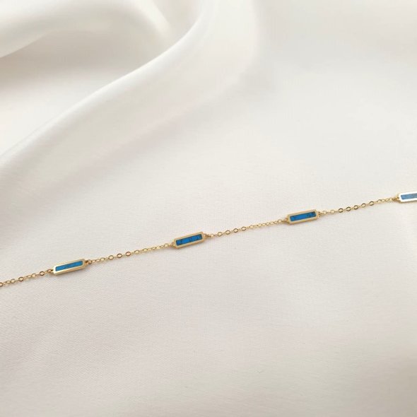 Βραχιόλι χρυσό με πέτρες Τιρκουάζ - ΚΙΤΡΙΝΟ, ΧΡΥΣΟΣ K14, ΤΙΡΚΟΥΑΖ, TURQUOISE - 1