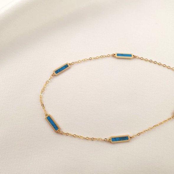 Βραχιόλι χρυσό με πέτρες Τιρκουάζ - ΚΙΤΡΙΝΟ, ΧΡΥΣΟΣ K14, ΤΙΡΚΟΥΑΖ, TURQUOISE