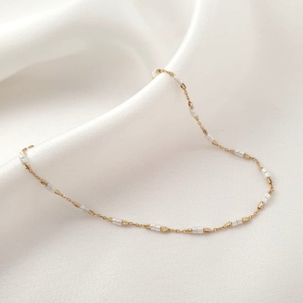 Βραχιόλι αλυσίδα χρυσή με χάντρες Μαργαριτάρι - ΚΙΤΡΙΝΟ, ΧΡΥΣΟΣ K14, ΜΑΡΓΑΡΙΤΑΡΙ, WHITE