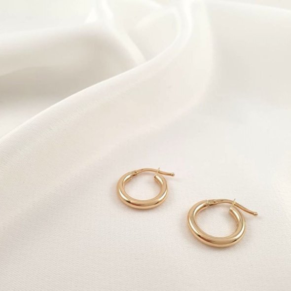 Σκουλαρίκια κρίκοι χρυσοί - ΚΙΤΡΙΝΟ, ΧΡΥΣΟΣ K14