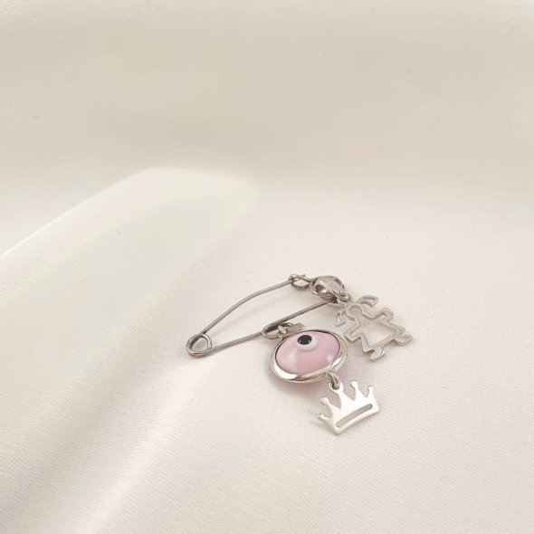 Παραμάνα παιδική με ροζ Μουράνο - ΛΕΥΚΟ, ΧΡΥΣΟΣ K14, ΜΟΥΡΑΝΟ, PINK