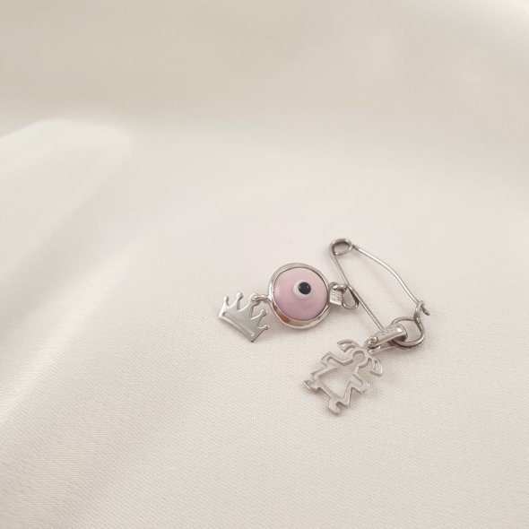 Παραμάνα παιδική με ροζ Μουράνο - ΛΕΥΚΟ, ΧΡΥΣΟΣ K14, ΜΟΥΡΑΝΟ, PINK - 1