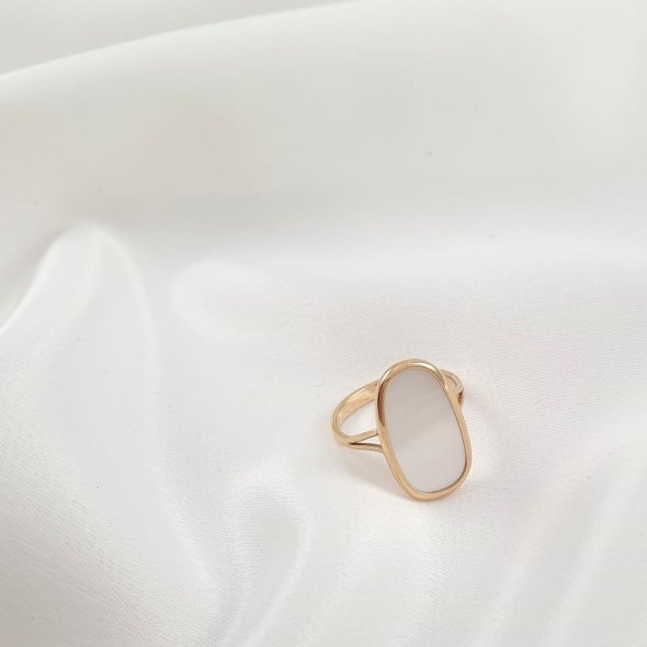 Δαχτυλίδι χρυσό με Φίλντισι - ΚΙΤΡΙΝΟ, ΧΡΥΣΟΣ K14, MOTHER OF PEARL, WHITE