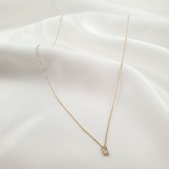 Κολιέ αλυσίδα χρυσή με μενταγιόν λευκό Ζιργκον - ΚΙΤΡΙΝΟ, ΧΡΥΣΟΣ K9, ΖΙΡΓΚΟΝ, WHITE