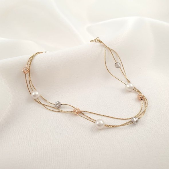 Βραχιόλι χρυσό με Μαργαριτάρια - ΚΙΤΡΙΝΟ, ΧΡΥΣΟΣ K14, ΜΑΡΓΑΡΙΤΑΡΙ, WHITE - 1