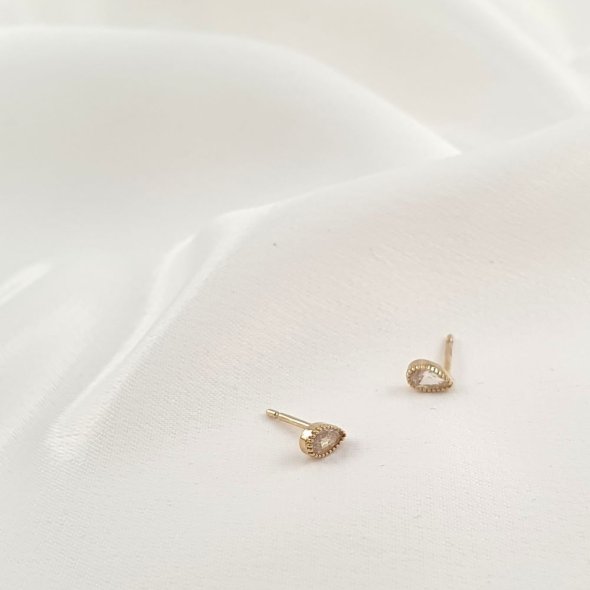 Σκουλαρίκια χρυσά με λευκό Ζιργκον - ΚΙΤΡΙΝΟ, ΧΡΥΣΟΣ K9, ΖΙΡΓΚΟΝ, WHITE - 1