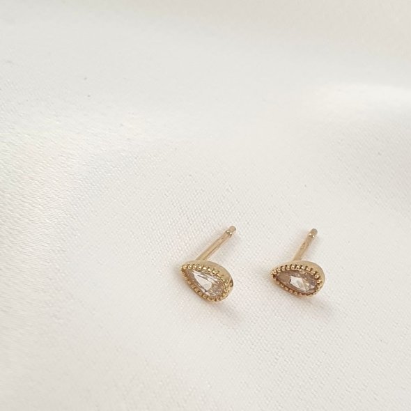 Σκουλαρίκια χρυσά με λευκό Ζιργκον - ΚΙΤΡΙΝΟ, ΧΡΥΣΟΣ K9, ΖΙΡΓΚΟΝ, WHITE