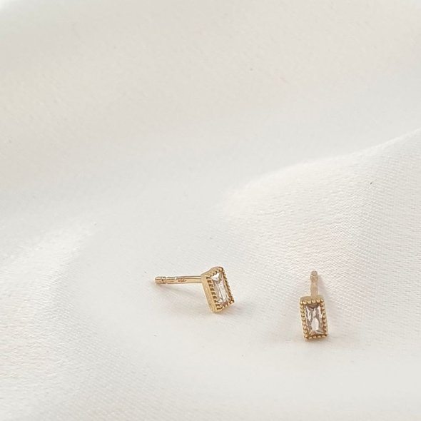 Σκουλαρίκια χρυσά με λευκό Ζιργκον - ΚΙΤΡΙΝΟ, ΧΡΥΣΟΣ K9, ΖΙΡΓΚΟΝ, WHITE